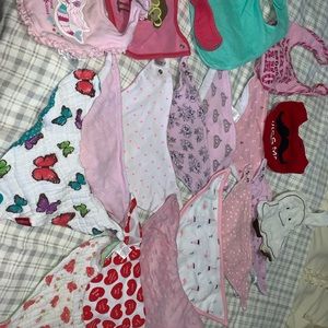 Baby girl bandana bib lot, plus bonus bibs